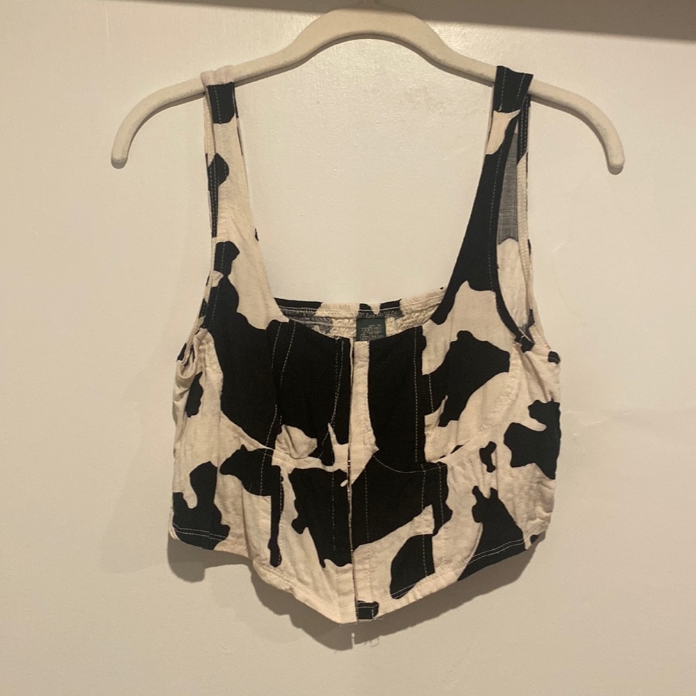 Target Wild Fable Corset Front Crop Top - Cow Print